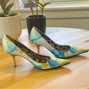 Roberto Cavalli floral kitten heels